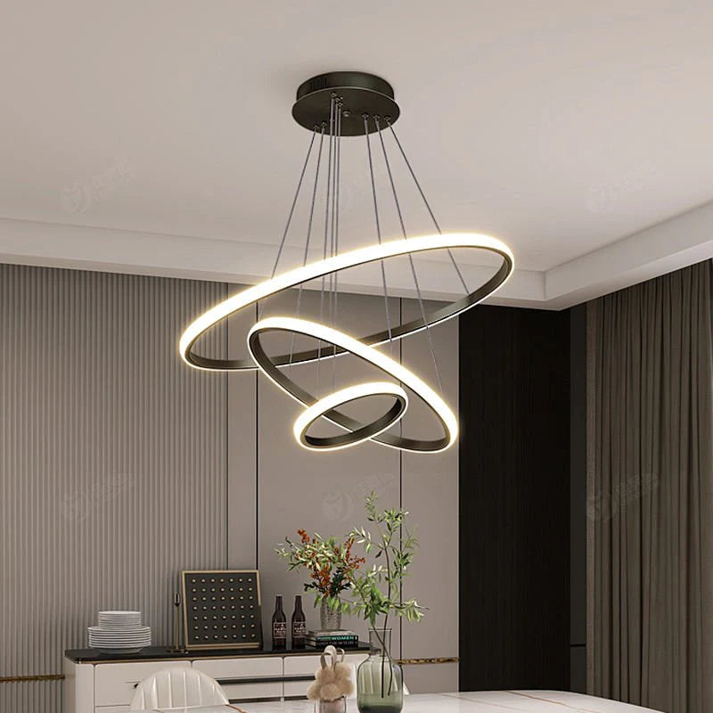 Lampa Wisząca LED z Okręgami – Model Nad Stół