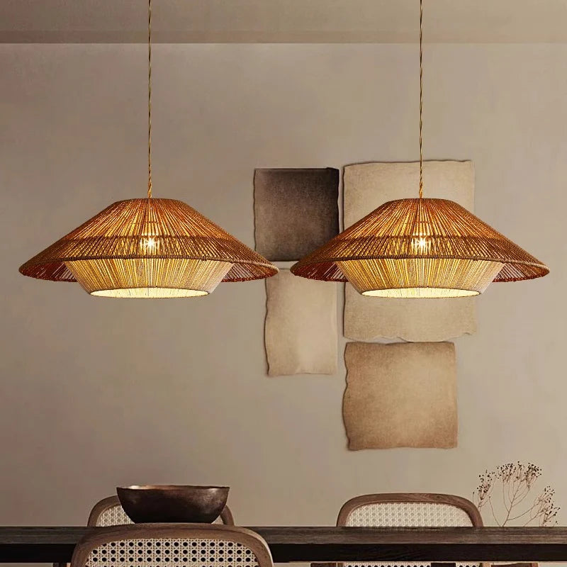 Lampa wisząca bambusowa okrągła