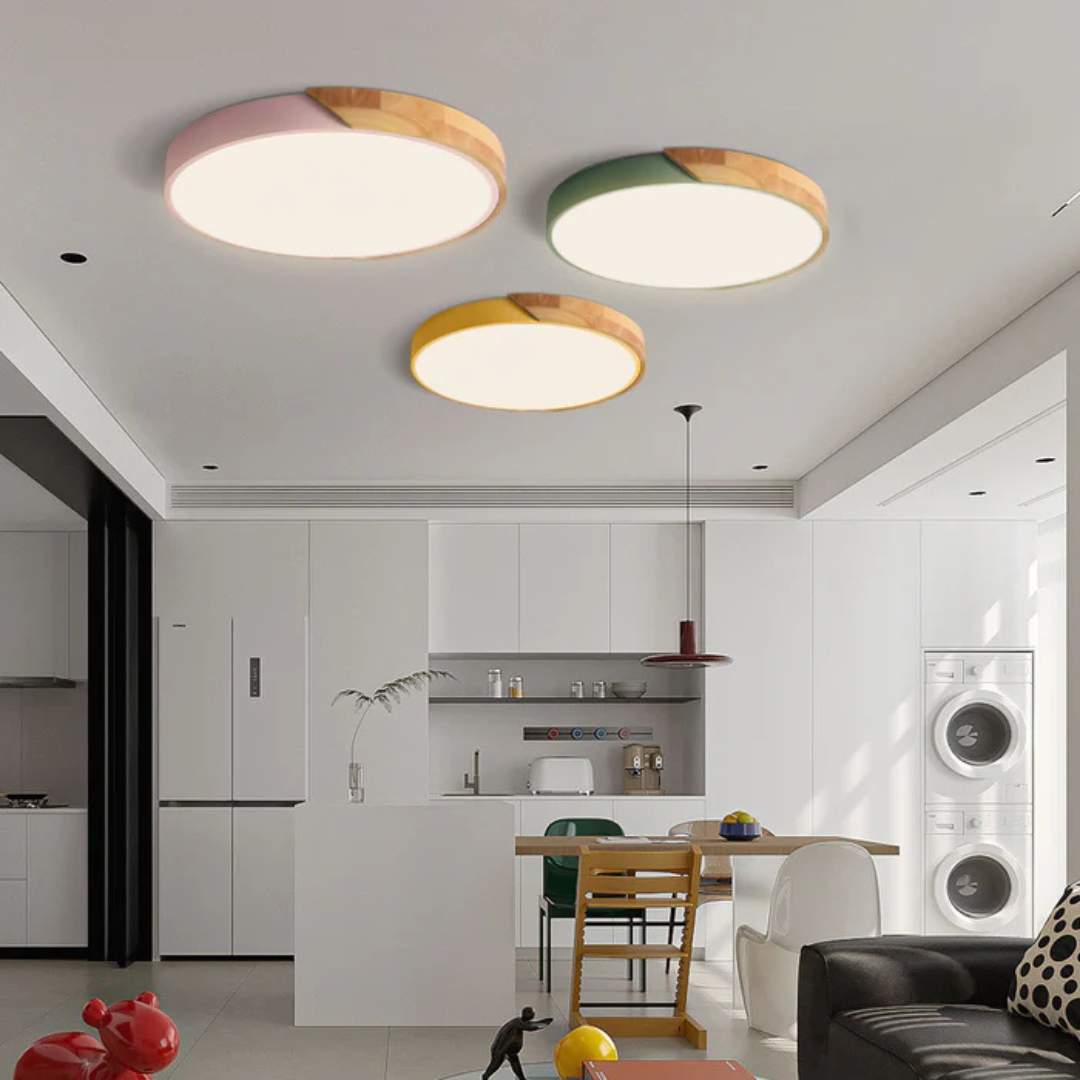 Drewniana Lampa Sufitowa LED – Minimalistyczny Styl Skandynawski