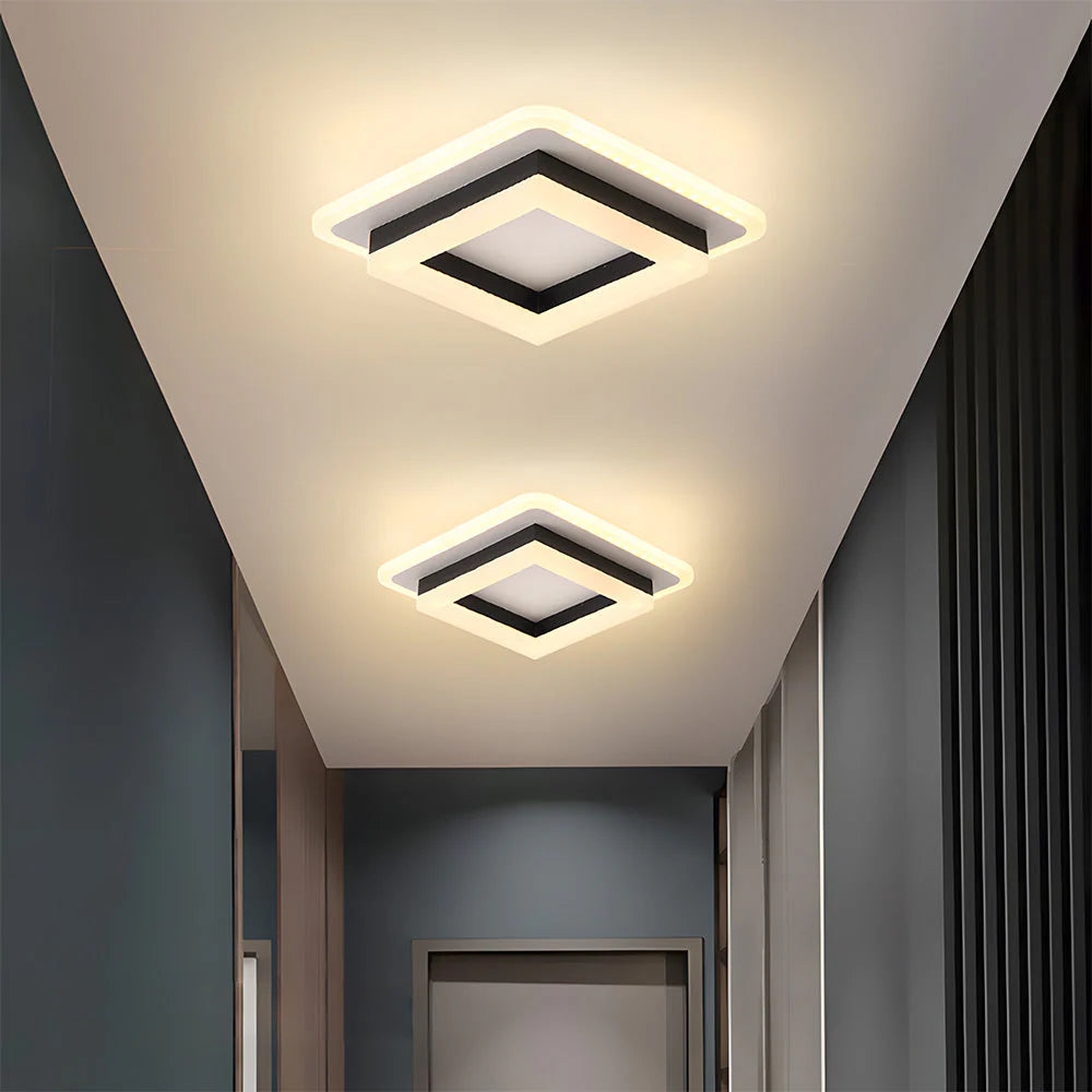 Kwadratowa lampa sufitowa z wbudowanym modułem LED