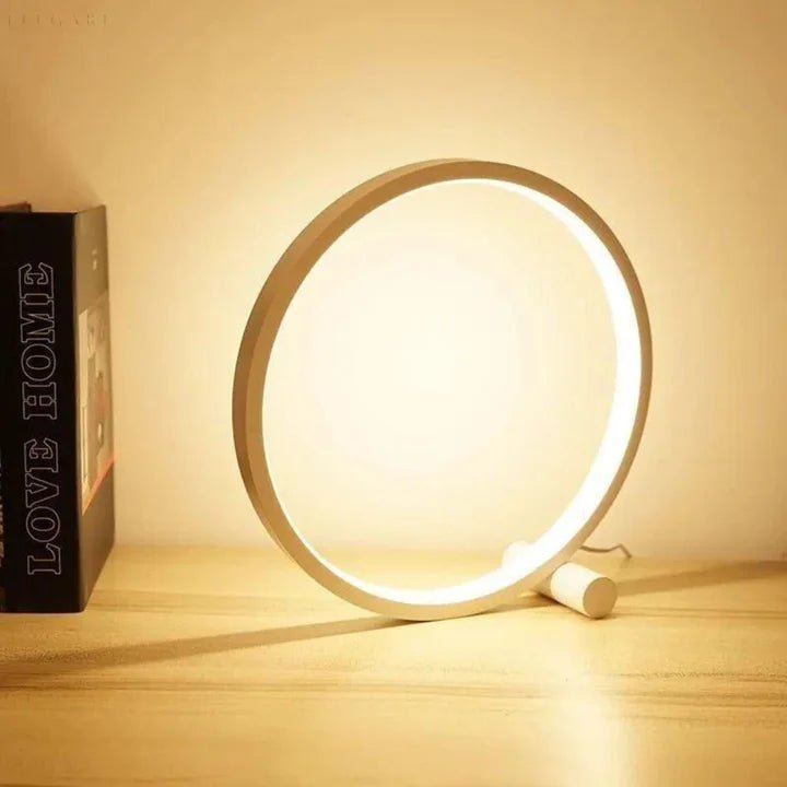 Aluminiowa lampa stołowa LED o okrągłym designie - Biały
