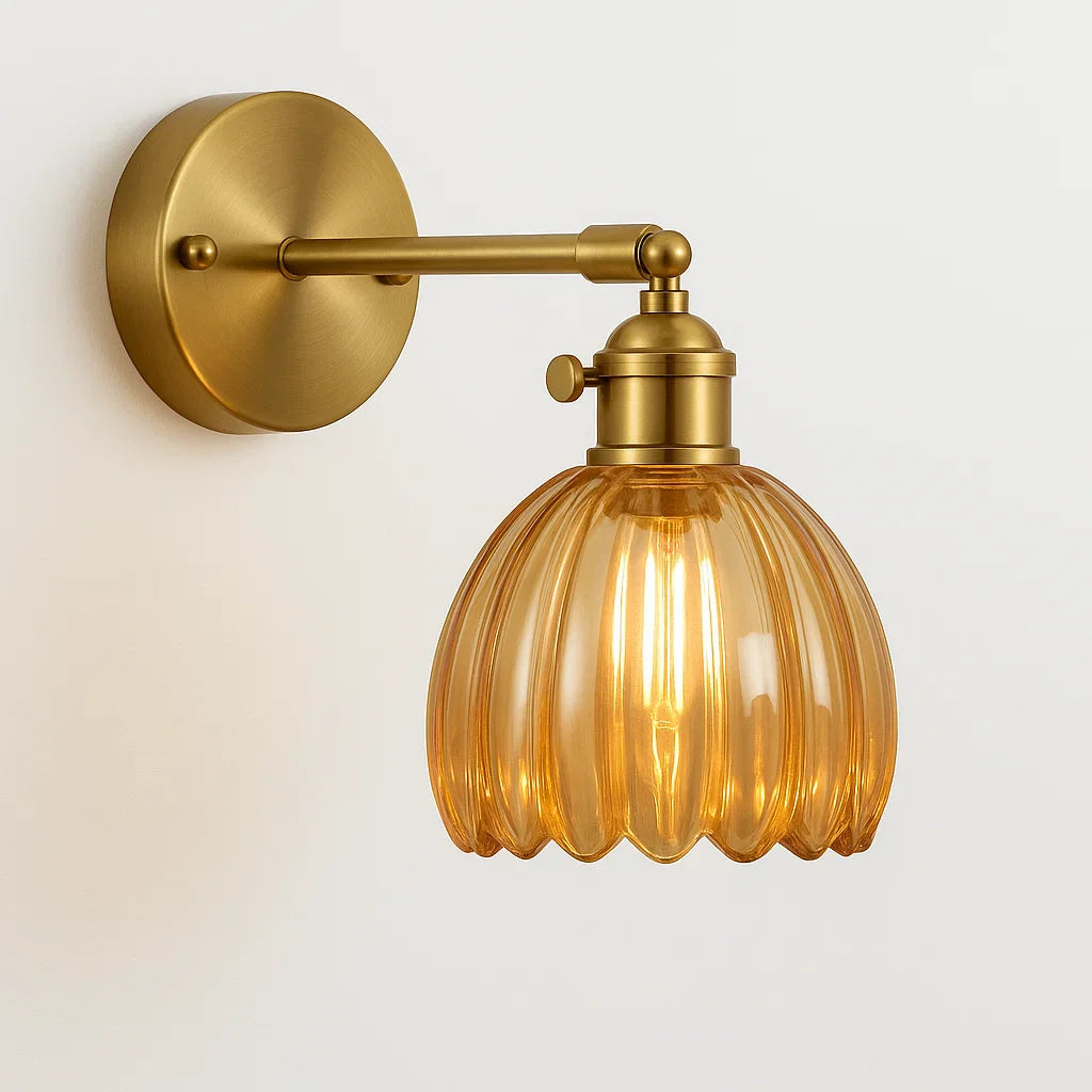 Lampa Ścienna ze Szklanym Kloszem w Kształcie Kwiatu