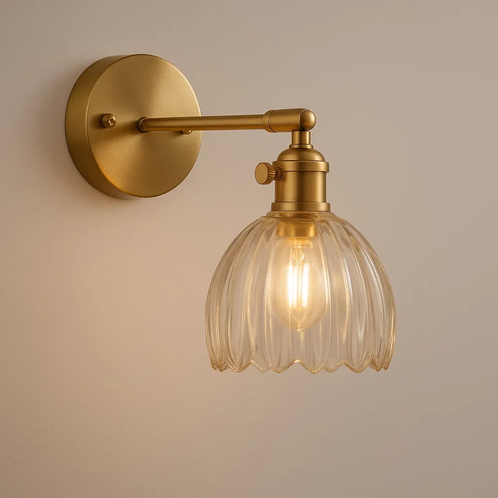 Lampa Ścienna ze Szklanym Kloszem w Kształcie Kwiatu