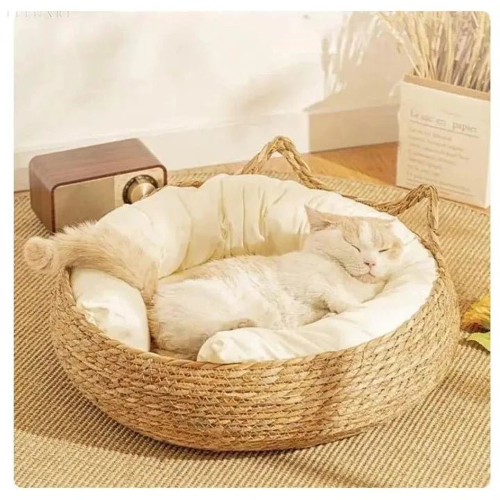 Bambusowe legowisko dla kota/małego psa – Forma „donut”, spód z przyczepnością - 35cm x 13cm