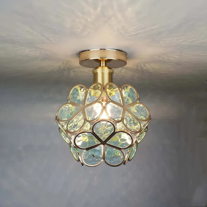 Szklana Lampa Sufitowa w Stylu Kwiatowym
