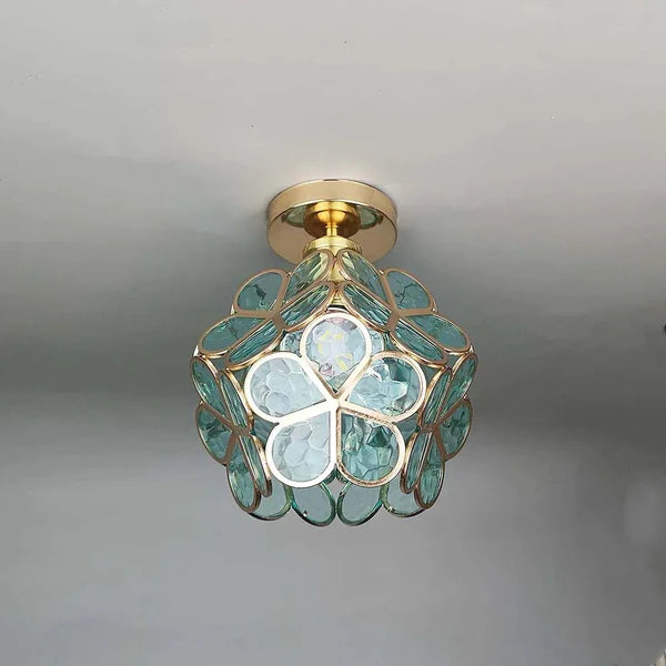 Szklana Lampa Sufitowa w Stylu Kwiatowym