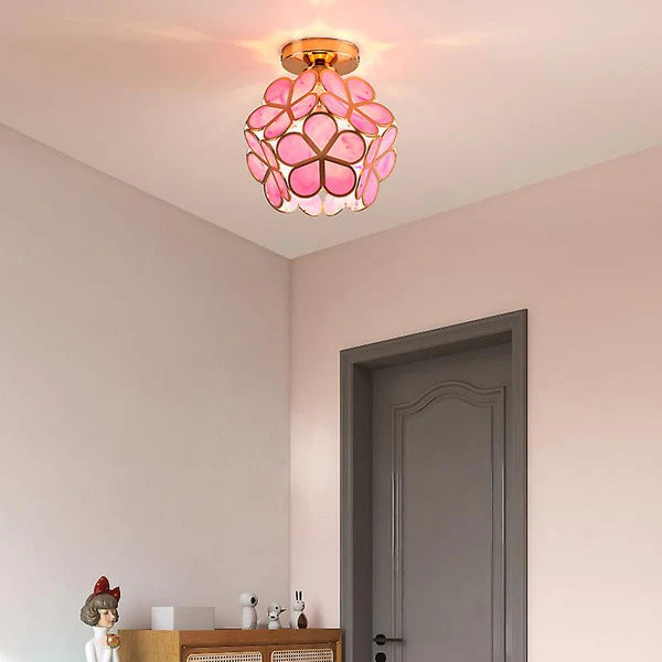 Szklana Lampa Sufitowa w Stylu Kwiatowym