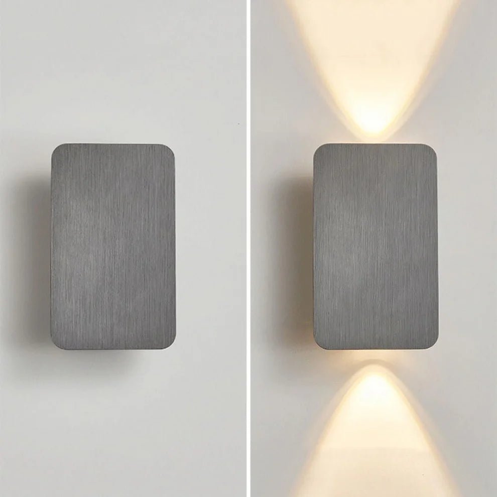 Czarna lampa ścienna prostokątna - Szary