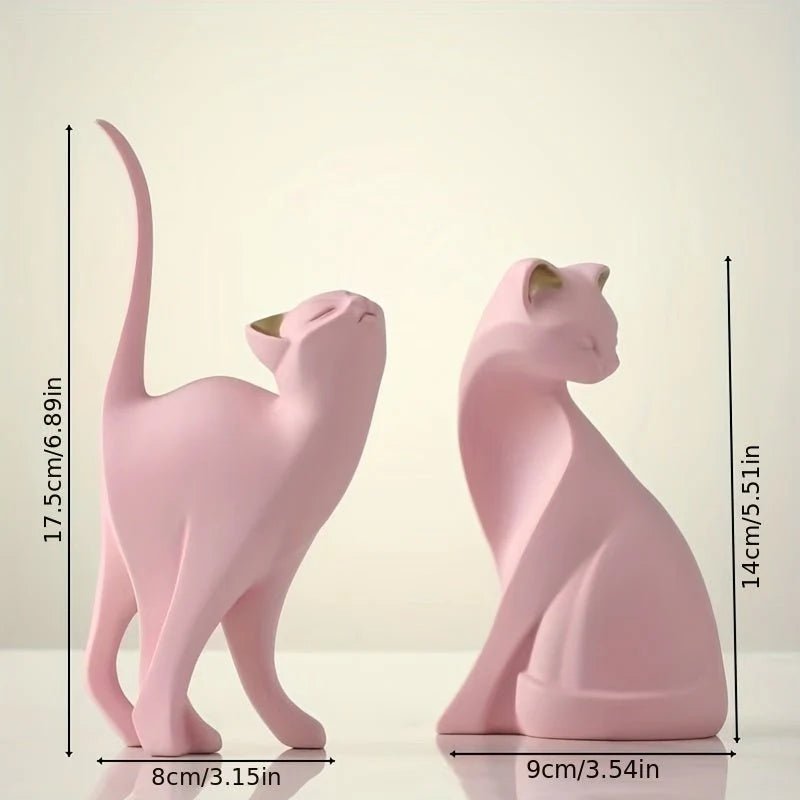Figurka Kota w Stylu Minimalistycznym - Różowa Pozycja Siedząca