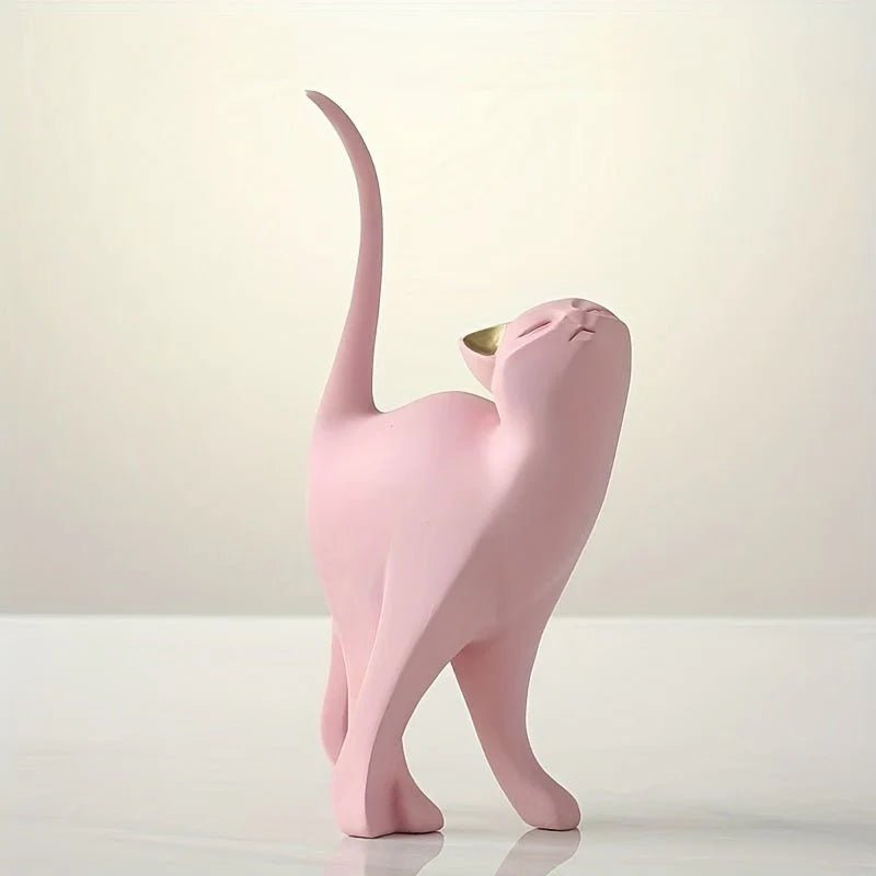 Figurka Kota w Stylu Minimalistycznym - Różowy Ogon