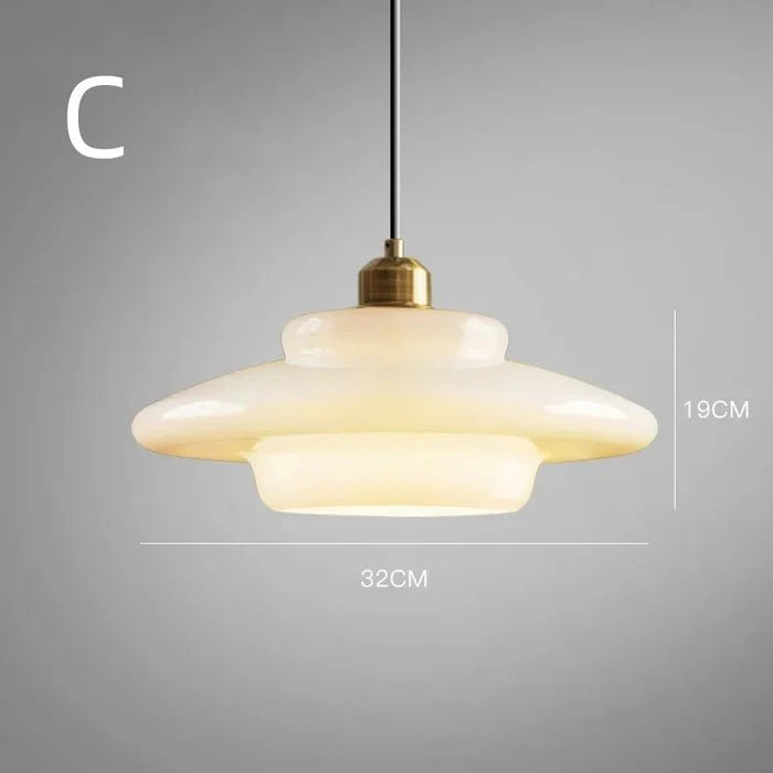 Szklana Lampa Wisząca – Okrągła w Białym Wykończeniu