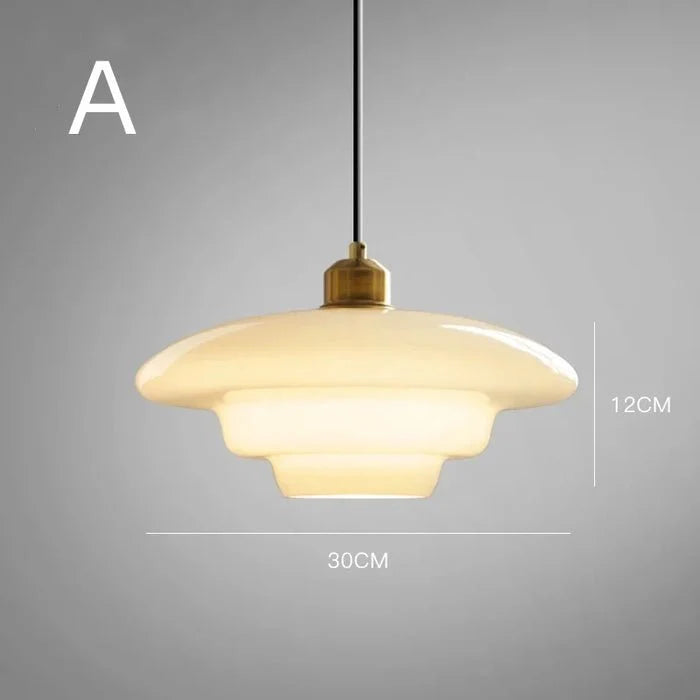 Szklana Lampa Wisząca – Okrągła w Białym Wykończeniu