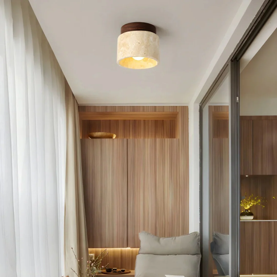 Drewniana Lampa Sufitowa LED – Minimalistyczny Styl Japoński – Naturalne Światło
