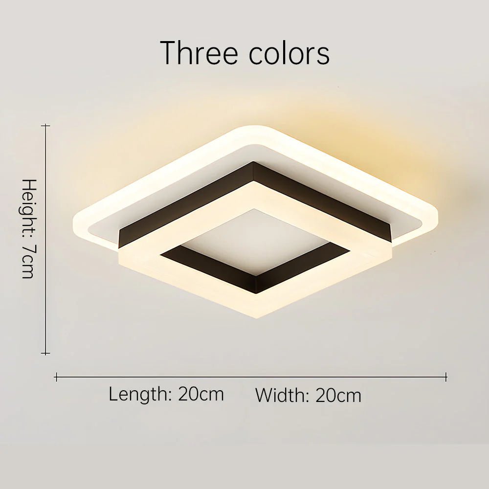 Kwadratowa lampa sufitowa z wbudowanym modułem LED - Złoty