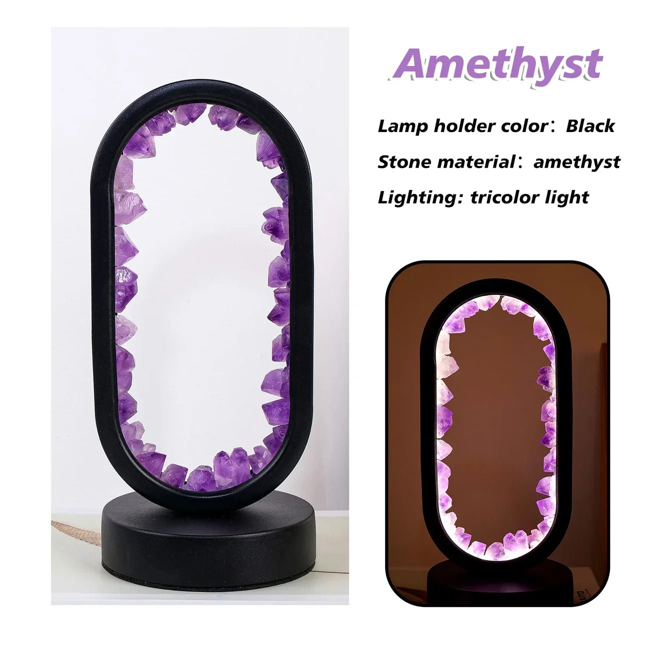 Lampa dekoracyjna z ametystem – akcent świetlny do wnętrz - Ametyst Czarny