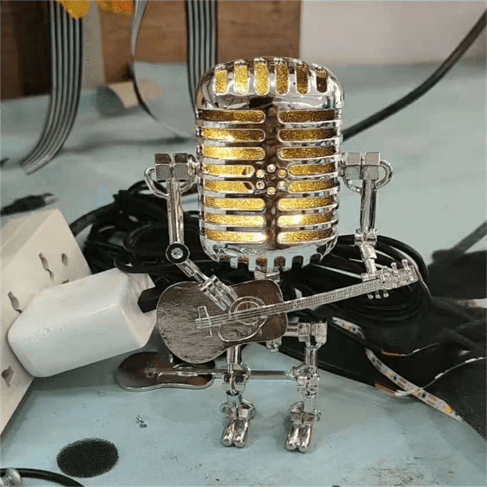 Lampa Stołowa Robot z Gitarą - Żółty
