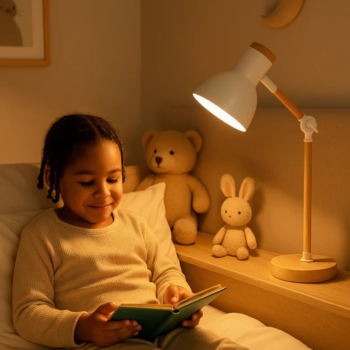 Lampa Stołowa w Stylu Skandynawskim – Drewno i Czerń - Różowy