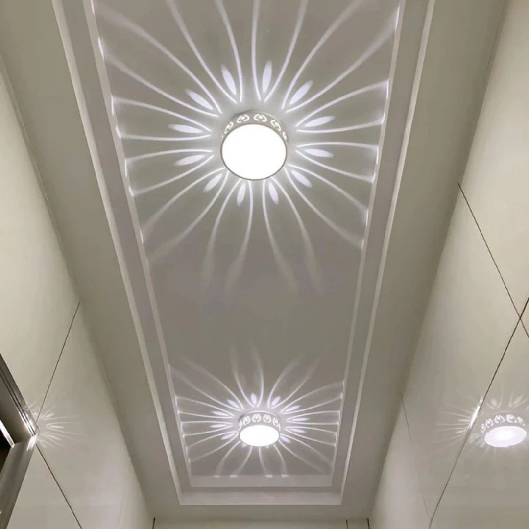 Lampa sufitowa okrągła z kryształu i akrylu - Zimna biel