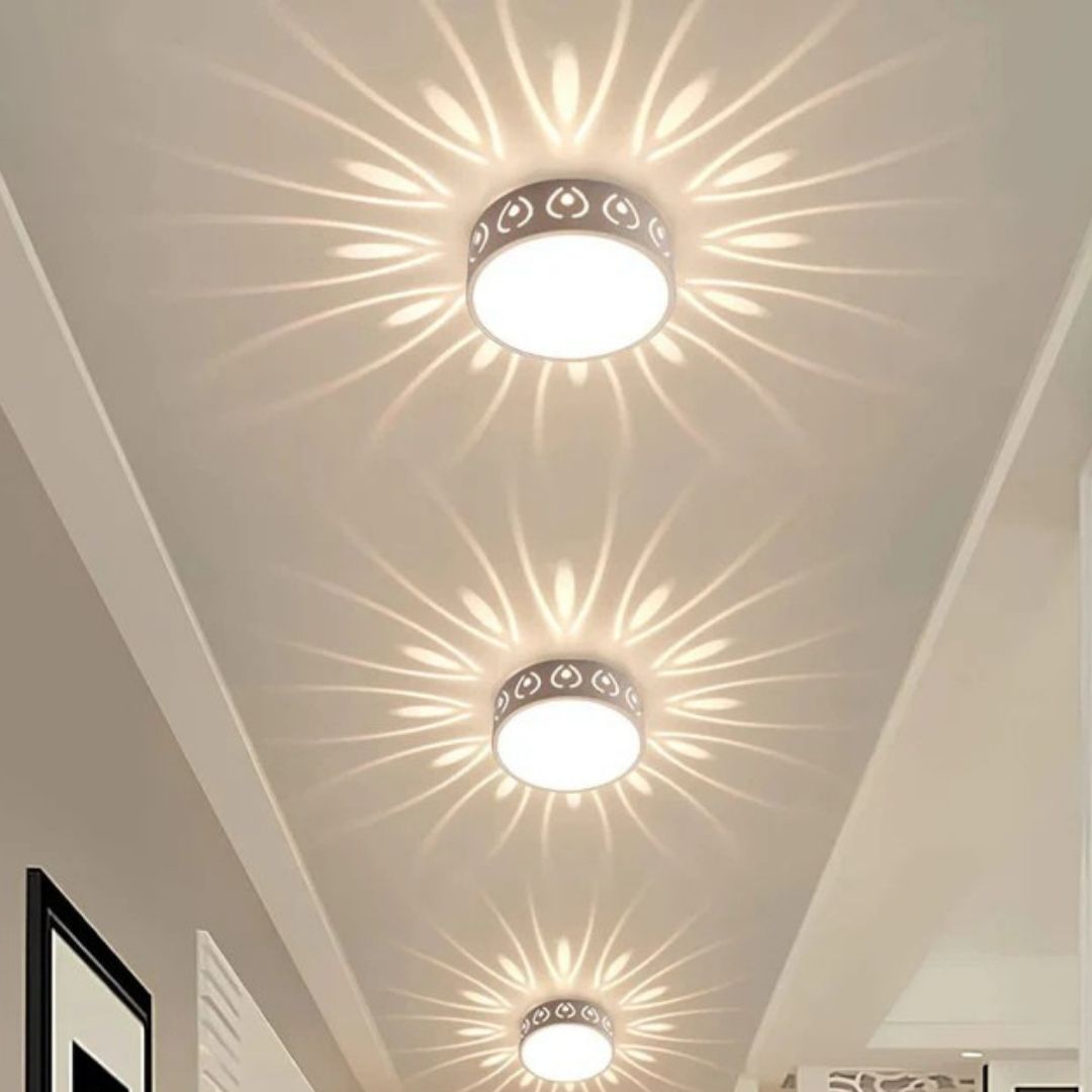 Lampa sufitowa okrągła z kryształu i akrylu - Zimna biel