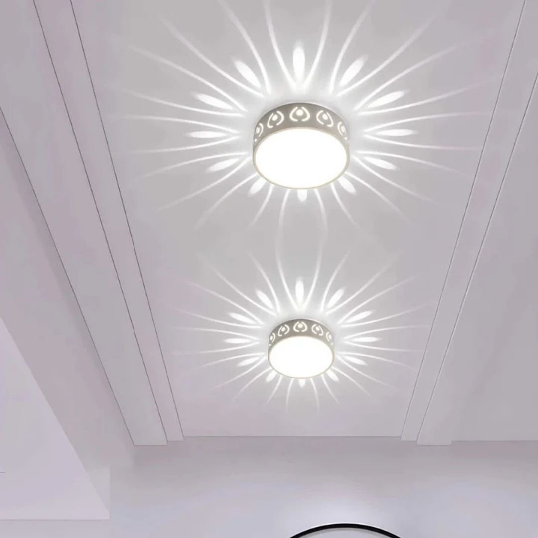 Lampa sufitowa okrągła z kryształu i akrylu - Zimna biel