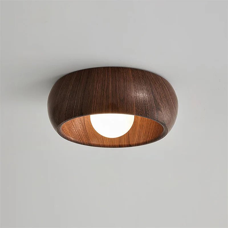 Lampa sufitowa szkło i metal - Kolor dębowy