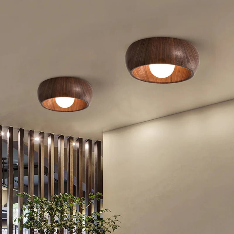 Lampa sufitowa szkło i metal - Kolor dębowy
