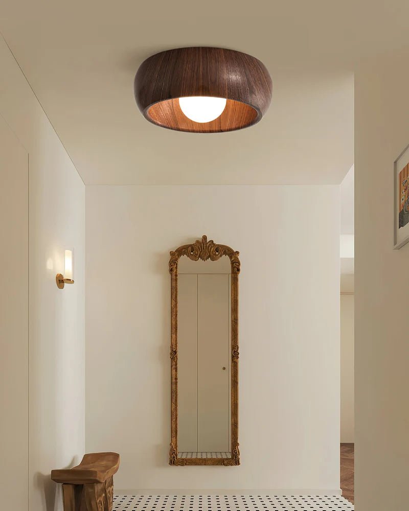 Lampa sufitowa szkło i metal - Kolor dębowy