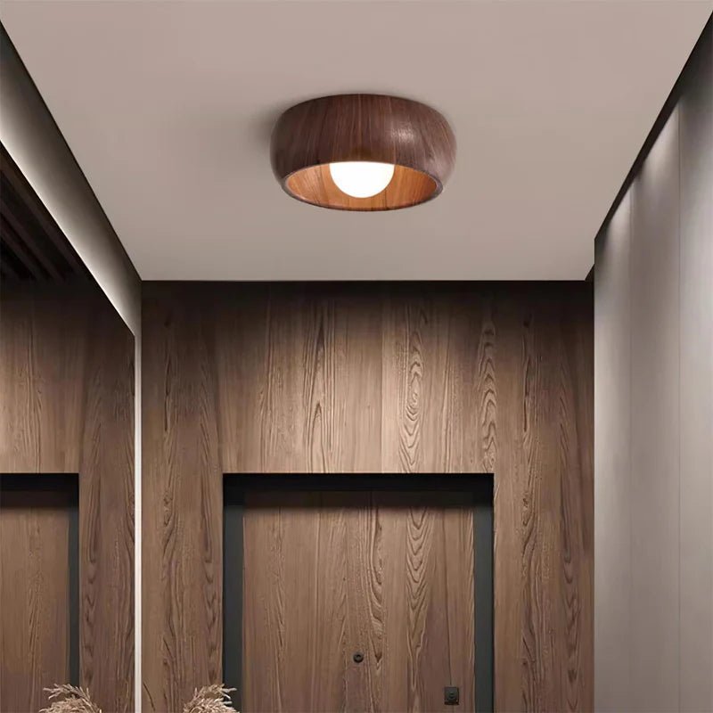 Lampa sufitowa szkło i metal - Kolor dębowy
