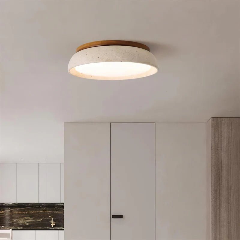 Lampa sufitowa trawertyn i akryl - Ø30 cm × (H) 7 cm