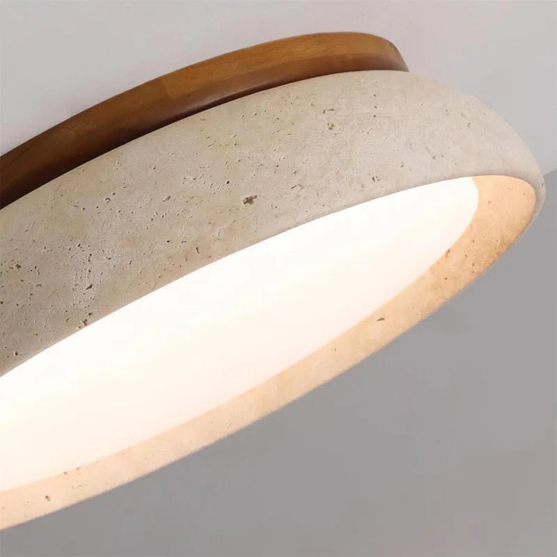 Lampa sufitowa trawertyn i akryl - Ø30 cm × (H) 7 cm