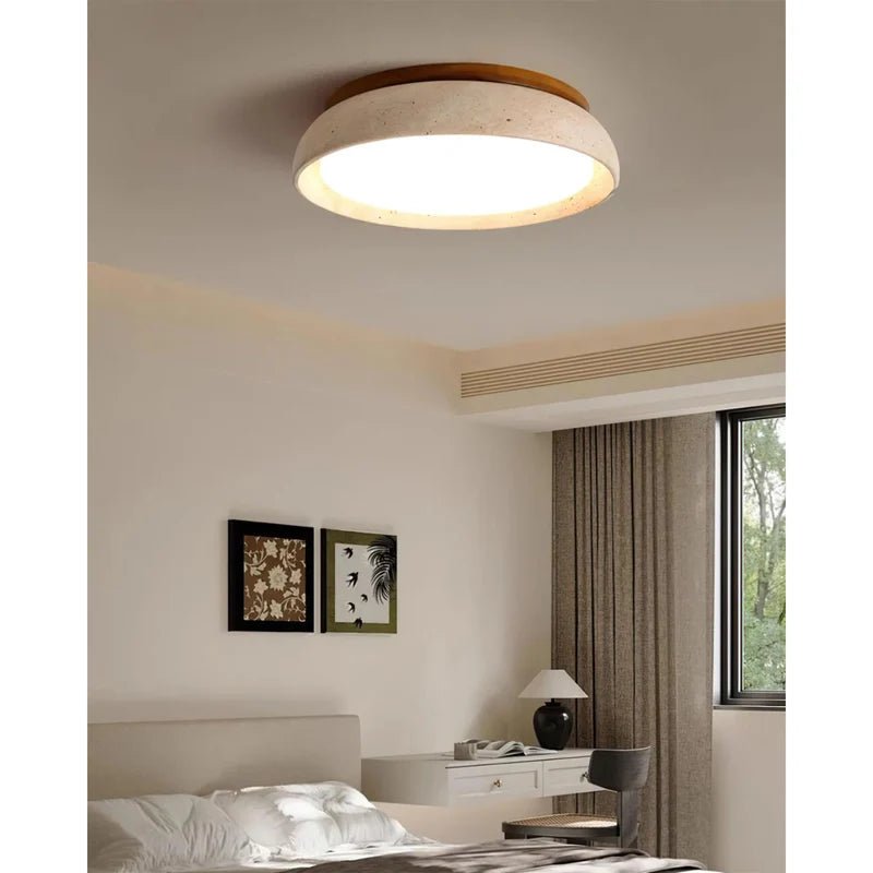 Lampa sufitowa trawertyn i akryl - Ø30 cm × (H) 7 cm