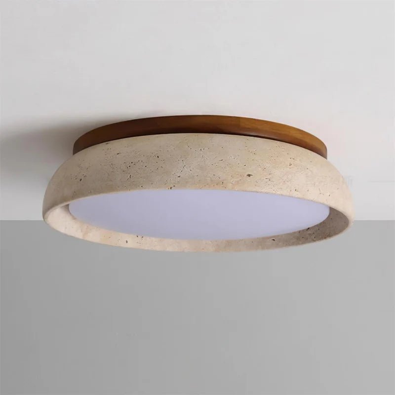 Lampa sufitowa trawertyn i akryl - Ø30 cm × (H) 7 cm