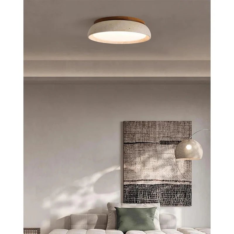 Lampa sufitowa trawertyn i akryl - Ø30 cm × (H) 7 cm