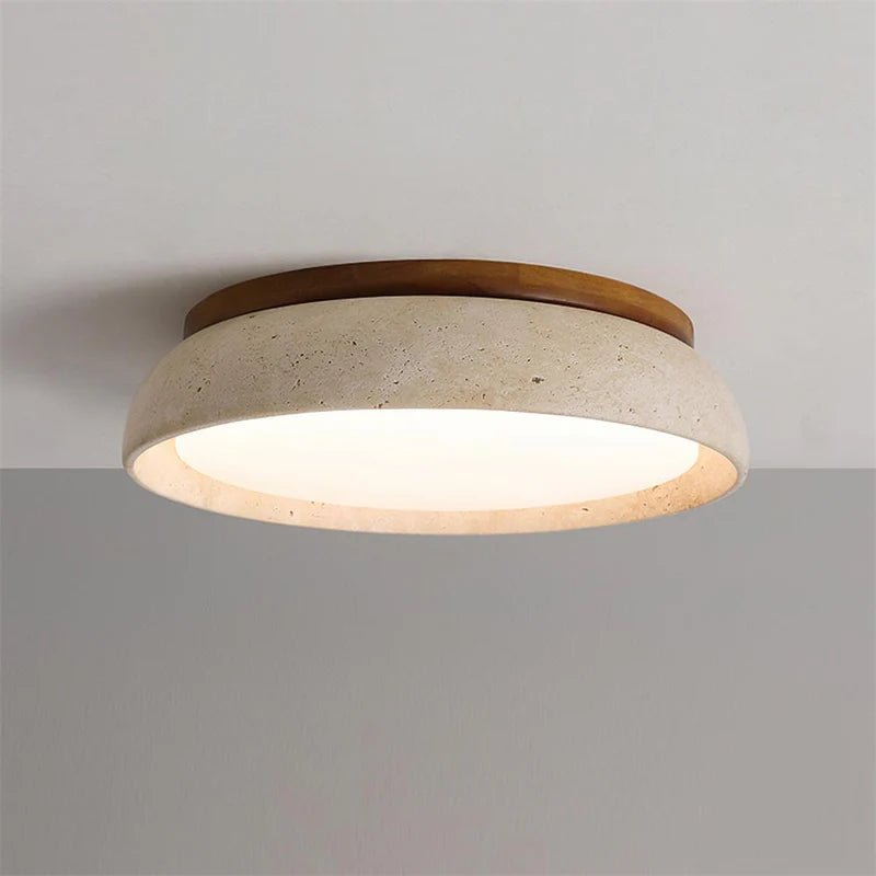 Lampa sufitowa trawertyn i akryl - Ø30 cm × (H) 7 cm