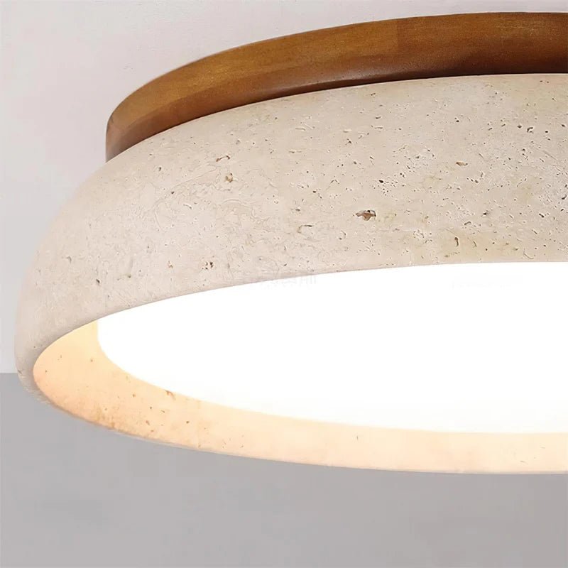 Lampa sufitowa trawertyn i akryl - Ø30 cm × (H) 7 cm