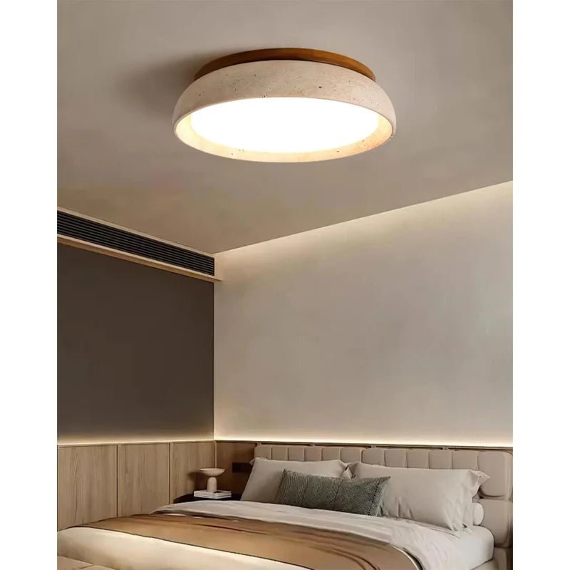 Lampa sufitowa trawertyn i akryl - Ø30 cm × (H) 7 cm