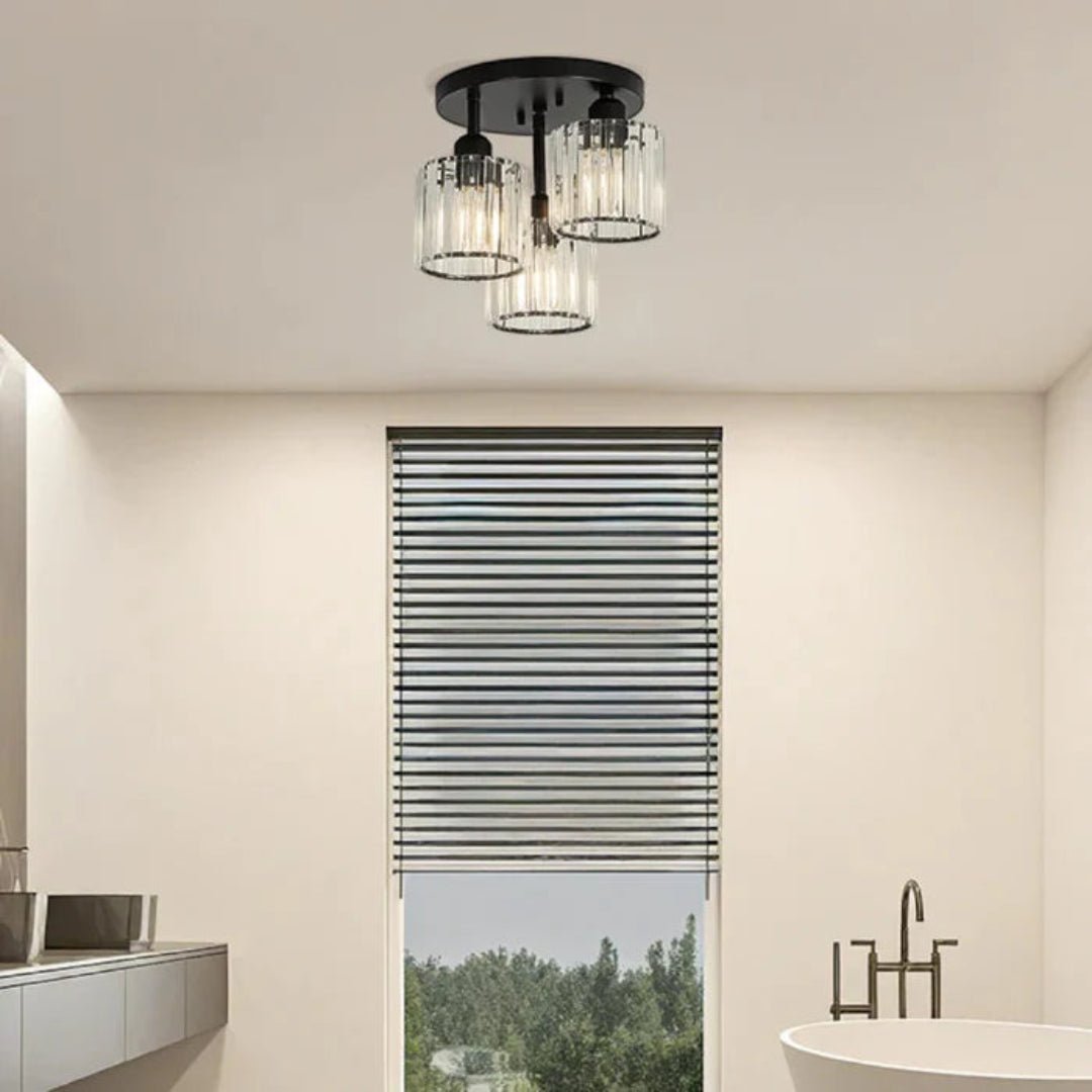 Lampa sufitowa z metalową podstawą i szklanymi kloszami - Złoty