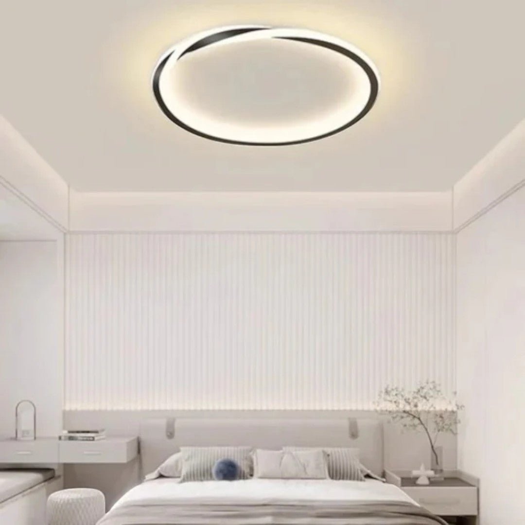Lampa sufitowa z okrągłą konstrukcją i akrylową osłoną - Czarny