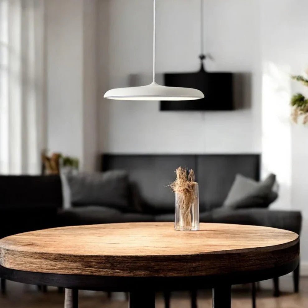 Lampa wisząca skandynawska – Nowoczesny design – Drewno i metal – Do salonu lub jadalni - Biały