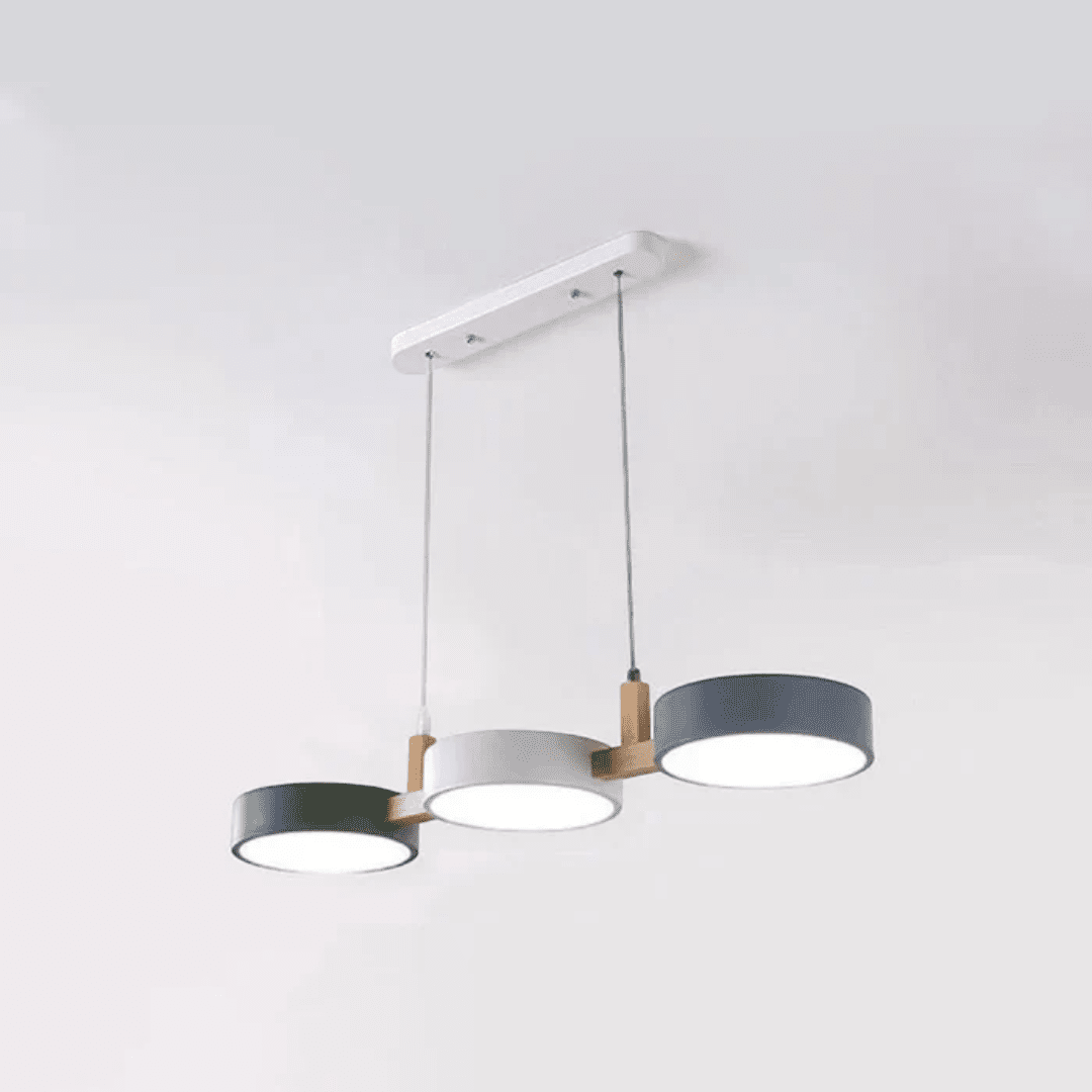 Lampa wisząca z metalową konstrukcją i drewnianym elementem - Zielony
