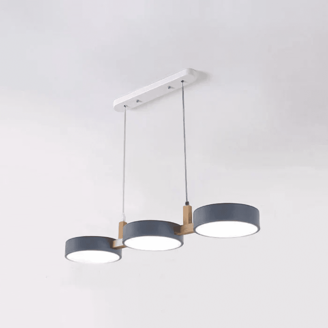 Lampa wisząca z metalową konstrukcją i drewnianym elementem - Zielony