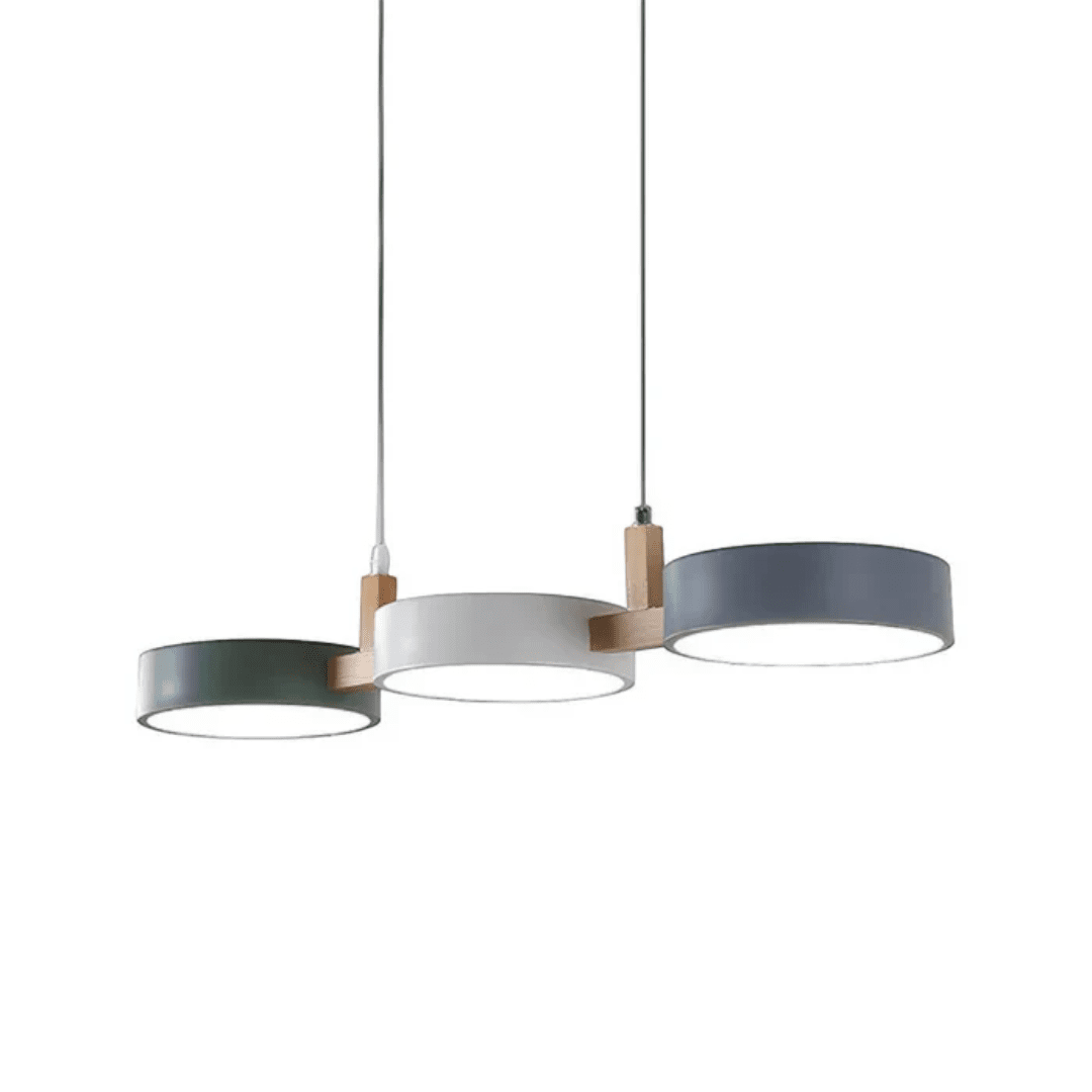 Lampa wisząca z metalową konstrukcją i drewnianym elementem - Zielony