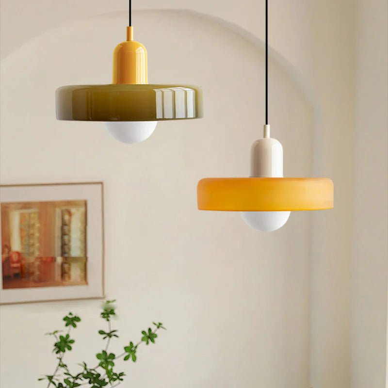 Lampa Wisząca ze Szkła i Metalu - Zielony wojskowy