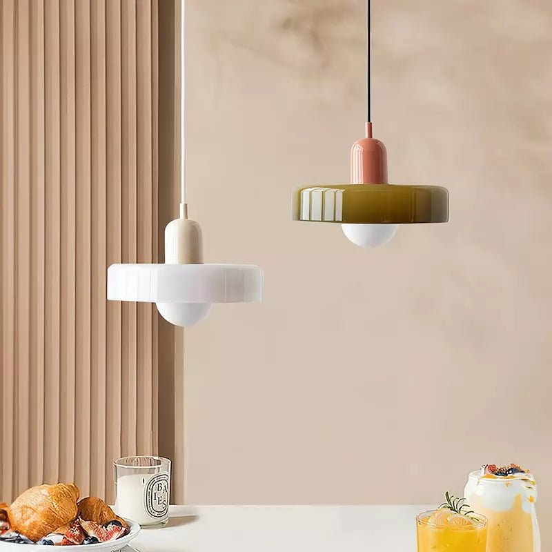 Lampa Wisząca ze Szkła i Metalu - Zielony wojskowy