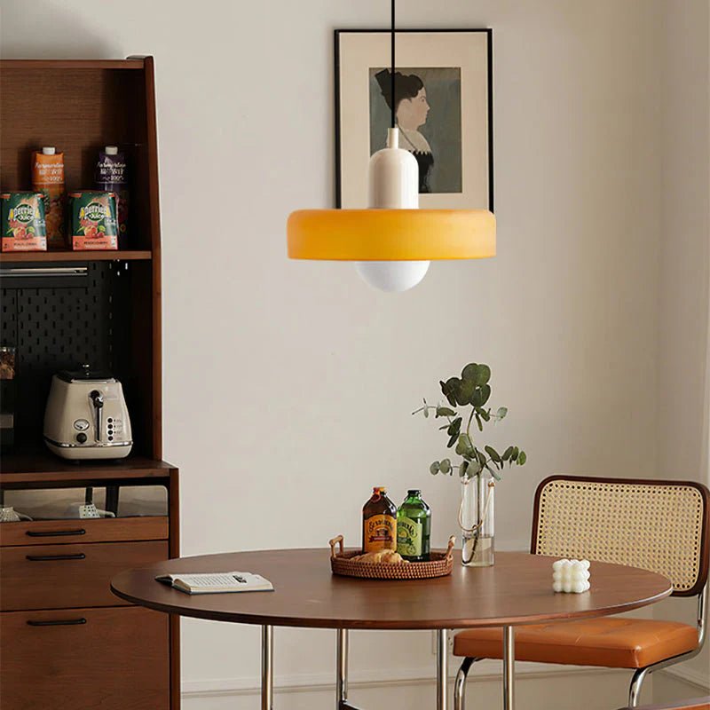 Lampa Wisząca ze Szkła i Metalu - Zielony wojskowy