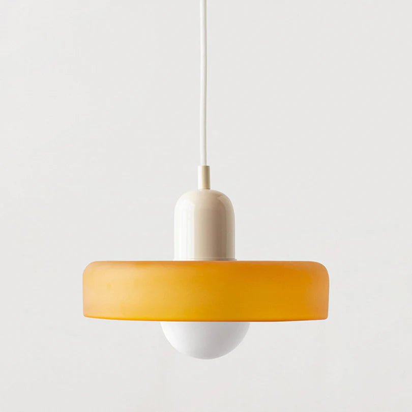 Lampa Wisząca ze Szkła i Metalu - Żółty (matowy)
