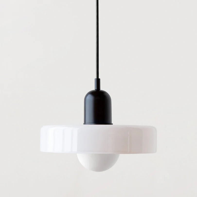 Lampa Wisząca ze Szkła i Metalu - Bialy