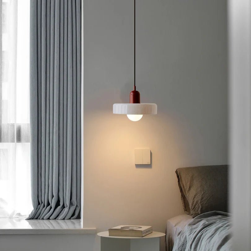 Lampa Wisząca ze Szkła i Metalu - Zielony wojskowy