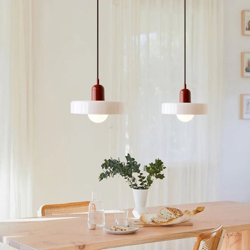 Lampa Wisząca ze Szkła i Metalu - Zielony wojskowy