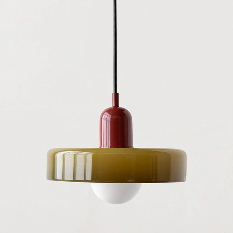 Lampa Wisząca ze Szkła i Metalu - Zielony wojskowy